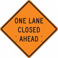 “36" x 36" Diamond Grade Roll-Up Construction Sign with Legend: "One Lane Closed Ahead"“