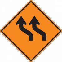 “36" x 36" Vinyl Roll-Up Construction Sign with Symbol: "Two Left Lane Reverse Curve"“