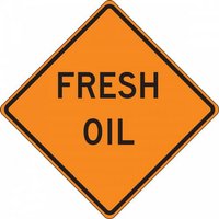 “36" x 36" Diamond Grade Roll-Up Construction Sign with Legend: "Fresh Oil"“