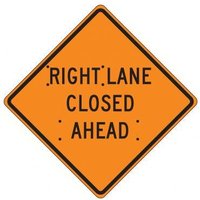 “36" x 36" Roll-Up Construction Sign "Right Lane Closed Ahead" Reflective Vinyl“