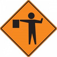 “36" x 36" High Intensity Prismatic Rigid Construction Sign with Symbol: "Flagger"“