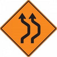 “36" x 36" Rigid Construction Sign with Symbol: "Two Lane Double Reverse Right Curve"“