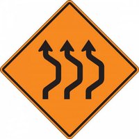 “30" x 30" DG High Prism Rigid Construction Sign with Symbol: "Three Lane Double ..."“
