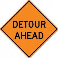 “36" x 36" DG High Prism Rigid Construction Sign with Legend: "Detour Ahead"“
