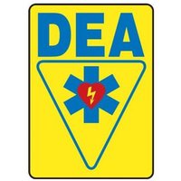Accuform FRMFSD602VS 10"" x 7"" Safety Sign, AED Red Adhesive Vinyl
