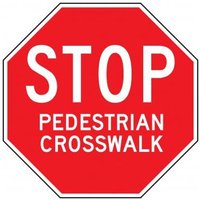 Accuform FRR349 18"" Octagon Stop Safety Sign: Pedestrian Crosswalk Red Engineer Grade Reflective Aluminum (.080)