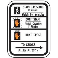 Accuform FRR719HP Bicycle & Pedestrian Sign: Start Crossing To Median