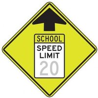 Accuform FRW21915 Fluorescent Yellow-Green Sign: Reduced School Speed Limit Ahead