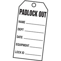 PADLOCK OUT TAG 3 X 1 12 PFCARDSTOCK KCC312