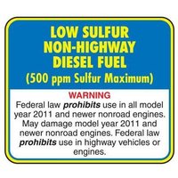 Accuform LCHL594 Safety Label - Low Sulfur Non-Highway Diesel Fuel - 500 PPM Sulfur Maximum - Warning - Federal Law Prohibits Use In All Model Year 2011