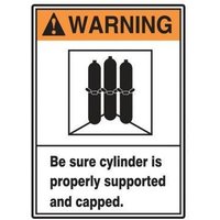 Accuform LCPG300VSP ANSI Warning Safety Label: Be Sure Cylinder Is Properly Supported And Capped.