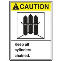 Accuform LCPG600XVE ANSI Caution Safety Label: Keep All Cylinders Chained.