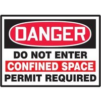 Accuform LCSP268XVE OSHA Danger Safety Label: Do Not Enter - Confined Space - Permit Required