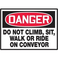 Accuform LECN103VSP OSHA Danger Safety Label: Do Not Climb, Sit, Walk Or Ride On Conveyor
