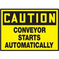 Accuform LECN602XVE OSHA Caution Safety Label: Conveyor Starts Automatically