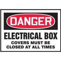 Accuform LELC011XVE OSHA Danger Safety Label: Electrical Box - Covers Must Be Closed At All Times