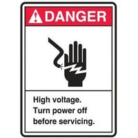 Accuform LELC025XVE ANSI Danger Safety Label: High Voltage - Turn Power Off Before Servicing