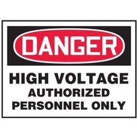 Accuform LELC034VSP OSHA Danger Safety Label: High Voltage - Authorized Personnel Only