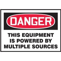 Accuform LELC102XVE OSHA Danger Safety Label: This Equipment Is Powered By Multiple Sources