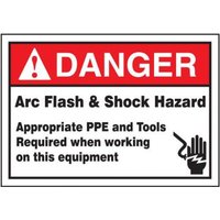 Accuform LELC130 ANSI Warning Safety Label: Arc Flash & Shock Hazard - Appropriate PPE and Tools Required When Working On This Equipment
