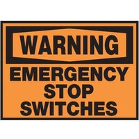 Accuform LELC324XVE OSHA Warning Safety Label: Emergency Stop Switches