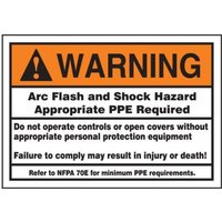 Accuform LELC380 Arc Flash Protection Labels: Arc Flash and Shock Hazard PPE Required