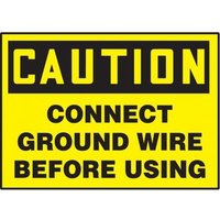Accuform LELC608XVE OSHA Caution Safety Label: Connect Ground Wire Before Using