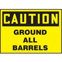 Accuform LELC623XVE OSHA Caution Safety Label: Ground All Barrels
