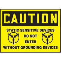 Accuform LELC627VSP OSHA Caution Safety Label: Static Sensitive Devices - Do Not Enter Without Grounding Devices
