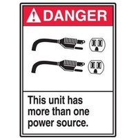 Accuform LELC637VSP ANSI Danger Safety Label: This Unit Has More Than One Power Source
