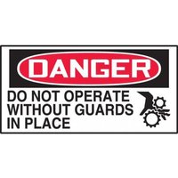 Accuform LEQM003VSP OSHA Danger Safety Label: Do Not Operate Without Guards in Place