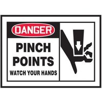 Accuform LEQM017XVE OSHA Danger Safety Label: Pinch Points - Watch Your Hands
