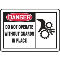 Accuform LEQM019VSP OSHA Danger Safety Label: Do Not Operate Without Guards In Place