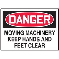 Accuform LEQM032XVE OSHA Danger Safety Label: Moving Machinery - Keep Hands And Feet Clear