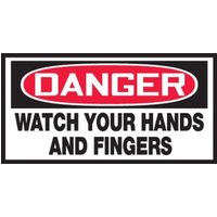 Accuform LEQM101VSP OSHA Danger Safety Label: Watch Your Hands And Fingers