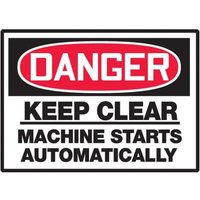 Accuform LEQM128VSP OSHA Danger Safety Label: Keep Clear - Machine Starts Automatically