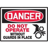 Accuform LEQM137XVE OSHA Danger Safety Label: Do Not Operate Without Guards In Place