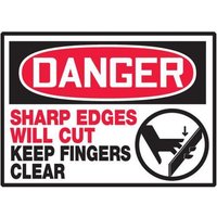 Accuform LEQM139XVE OSHA Danger Safety Label: Sharp Edges Will Cut - Keep Fingers Out
