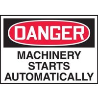 Accuform LEQM283VSP OSHA Danger Safety Label: Machinery Starts Automatically