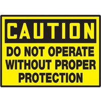 Accuform LEQM602VSP OSHA Caution Safety Label: Do Not Operate Without Proper Protection