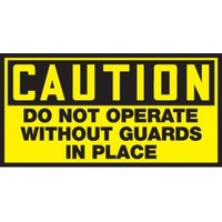 Accuform LEQM605VSP OSHA Caution Equipment Safety Label: Do Not Operate Without Guards In Place (Thin)