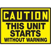 Accuform LEQM611XVE OSHA Caution Equipment Safety Label: This Unit Starts Without Warning