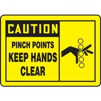 Accuform LEQM613XVE OSHA Caution Safety Label: Pinch Points - Keep Hands Clear