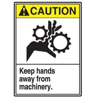 Accuform LEQM663XVE ANSI Caution Safety Label: Keep Hands Away From Machinery