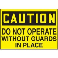 Accuform LEQM788XVE OSHA Caution Equipment Safety Label: Do Not Operate Without Guards In Place