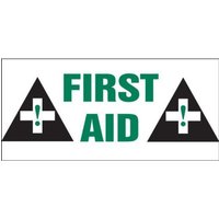 Accuform LFSD505 4"" x 9"" Safety Label: First Aid Brown Adhesive Dura-Vinyl