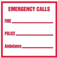 Accuform LFXG462XVE Safety Label: Emergency Calls - Fire - Police - Ambulance