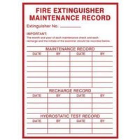 Accuform LFXG527VSP Safety Labels: Fire Extinguisher Maintenance Record
