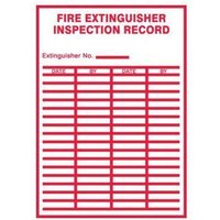 Accuform LFXG529XVE Fire Safety Label: Fire Extinguisher Inspection Record (Red On White)