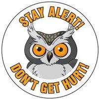 Accuform LHTL218 Hard Hat Stickers: Stay Alert! Don't Get Hurt!